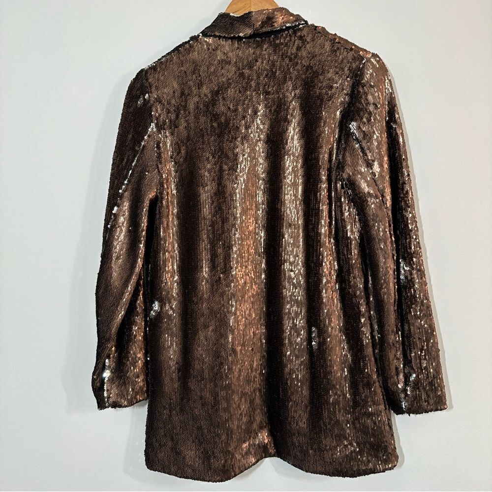 ZARA Metallic two tone Sequin Blazer Jacket Bronze Silver Size S W&B Collection - Picture 4 of 12